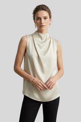 Forte_Forte - Envers Satin Sleeveless Top - ARGILLA