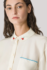 Forte_Forte - Habotai Silk Half Sleeve Shirt - BUTTER