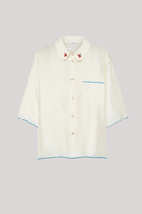 Forte_Forte - Habotai Silk Half Sleeve Shirt - BUTTER