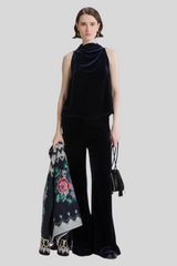 Forte_Forte - Viscose/Silk Velvet Top - NIGHT