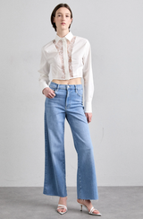 Frame - Le Slim Palazzo Raw Fray Jean - CLRWATER