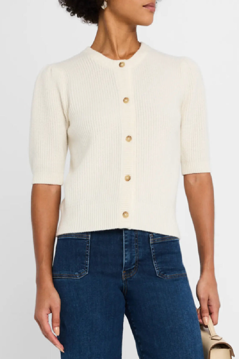 Frame - Shrunken Short Sleeve Cardi - CREAM