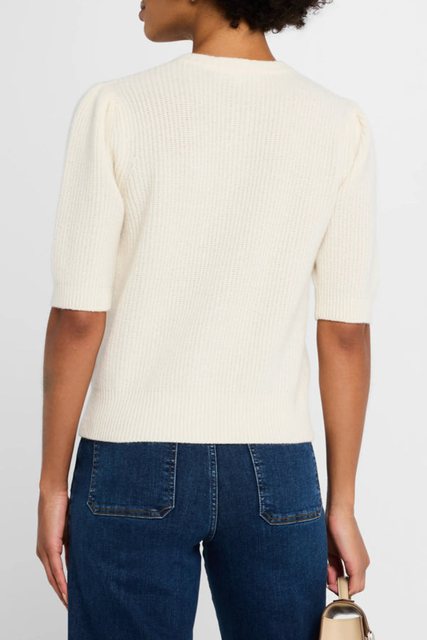 Frame - Shrunken Short Sleeve Cardi - CREAM