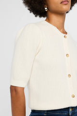 Frame - Shrunken Short Sleeve Cardi - CREAM