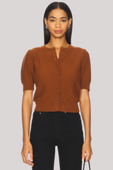 Frame - The Cashmere Pointelle Cardigan - CHESTNUT