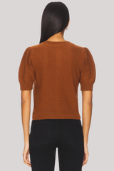 Frame - The Cashmere Pointelle Cardigan - CHESTNUT