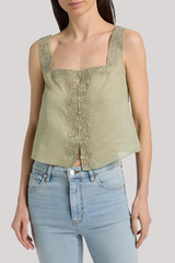 Frame - The Embroidered Tank - SAGE