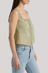 Frame - The Embroidered Tank - SAGE