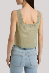 Frame - The Embroidered Tank - SAGE