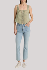 Frame - The Embroidered Tank - SAGE