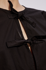 Ganni - Cotton Poplin Tie String Mini Dress - BLACK