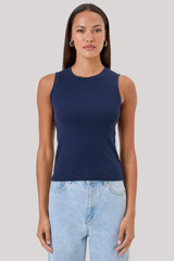 Goldie - Brie Rib Sleeveless Shell - NAVY