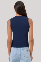 Goldie - Brie Rib Sleeveless Shell - NAVY