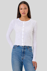 Goldie - Cotton Jacq Cardigan - WHITE