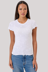 Goldie - Cotton Jacquard Short Sleeve Tee - WHITE