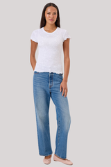 Goldie - Cotton Jacquard Short Sleeve Tee - WHITE