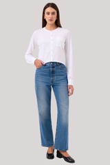 Goldie - Crop Pocket Shirt Top - WHITE