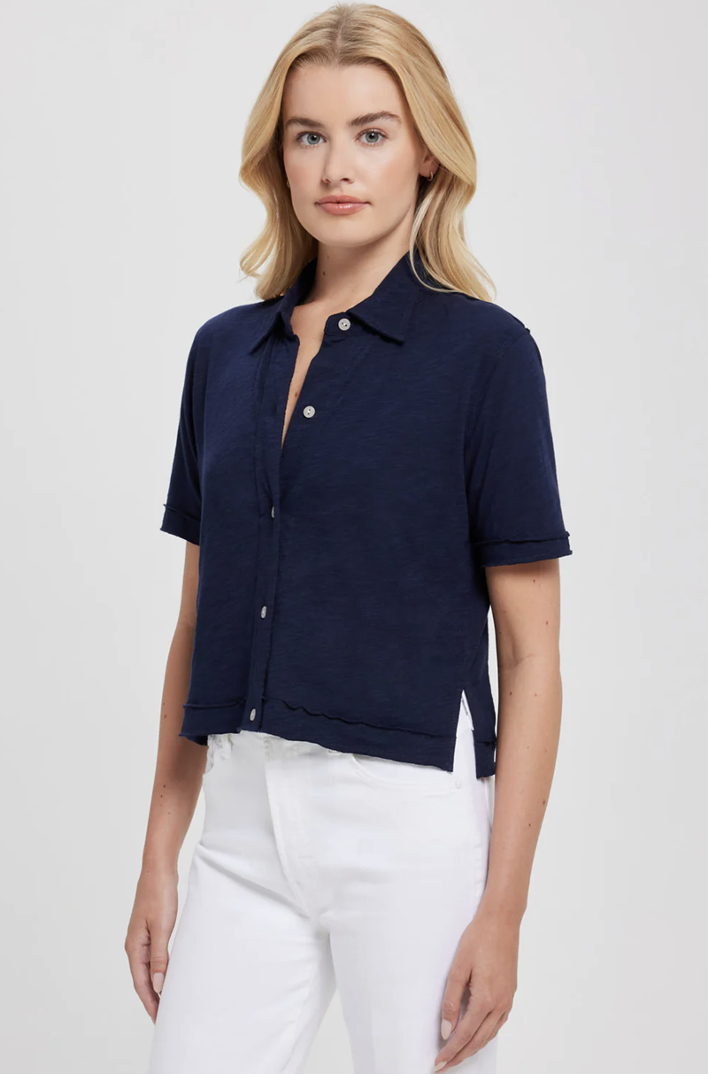Goldie - Cropped Shirt - NAVY