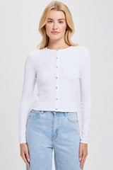 Goldie - Pointelle Crop Cardigan - WHITE