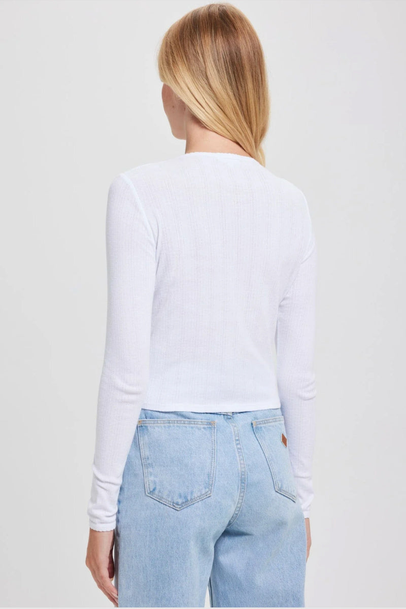 Goldie - Pointelle Crop Cardigan - WHITE