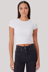 Goldie - Pointelle Ellie Baby Tee - WHITE