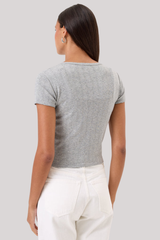 Goldie - Pointelle Ellie Cropped Cardigan - GRAYHTHR