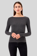 Goldie - Rib Boatneck Tee - CHARHEAT