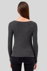 Goldie - Rib Boatneck Tee - CHARHEAT