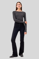 Goldie - Rib Boatneck Tee - CHARHEAT