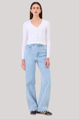 Goldie - Rib Crop V Card - WHITE