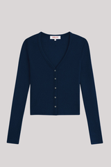Goldie - Rib Crop V Cardi - NAVY