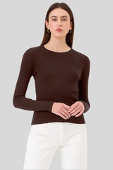 Goldie - Rib Long Sleeve Tee - COFFEE