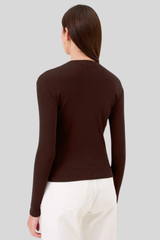 Goldie - Rib Long Sleeve Tee - COFFEE