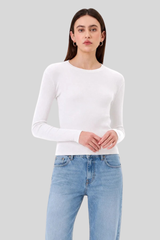 Goldie - Rib Long Sleeve Tee - WHITE