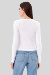 Goldie - Rib Long Sleeve Tee - WHITE