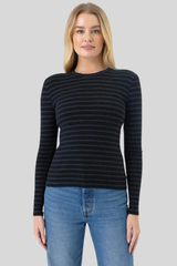 Goldie - Rib Stripe Long Sleeve Tee - BLKCHAHE