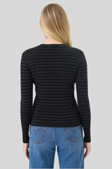 Goldie - Rib Stripe Long Sleeve Tee - BLKCHAHE