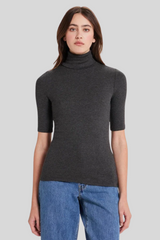 Goldie - Ribbed Half-Sleeved Turtleneck - CHARHEAT