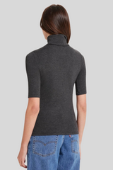Goldie - Ribbed Half-Sleeved Turtleneck - CHARHEAT