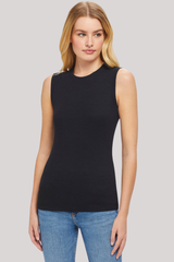 Goldie - Ribbed Sleeveless Tee - BLACK
