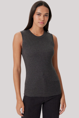 Goldie - Ribbed Sleeveless Tee - CHARHEAT