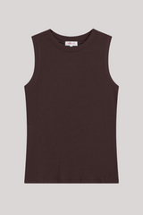 Goldie - Ribbed Sleeveless Tee - COFFEE