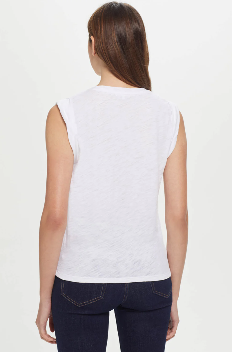 Goldie - Rolled Sleeve Tank - WHITE