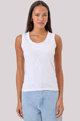 Goldie - Scoop Tank With Ruffle - WHITE