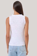 Goldie - Scoop Tank With Ruffle - WHITE