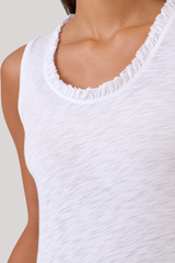 Goldie - Scoop Tank With Ruffle - WHITE