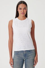 Goldie - Shell With Raglan Shirring - WHITE
