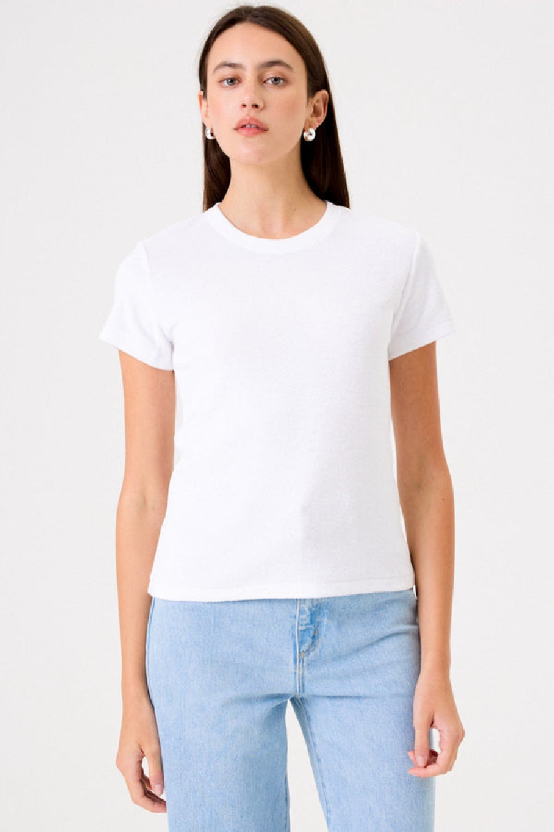 Goldie - Short Sleeve Fine Terry Tee - WHITE