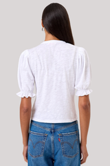 Goldie - Short Sleeve Pin Tuck Blouse - WHITE
