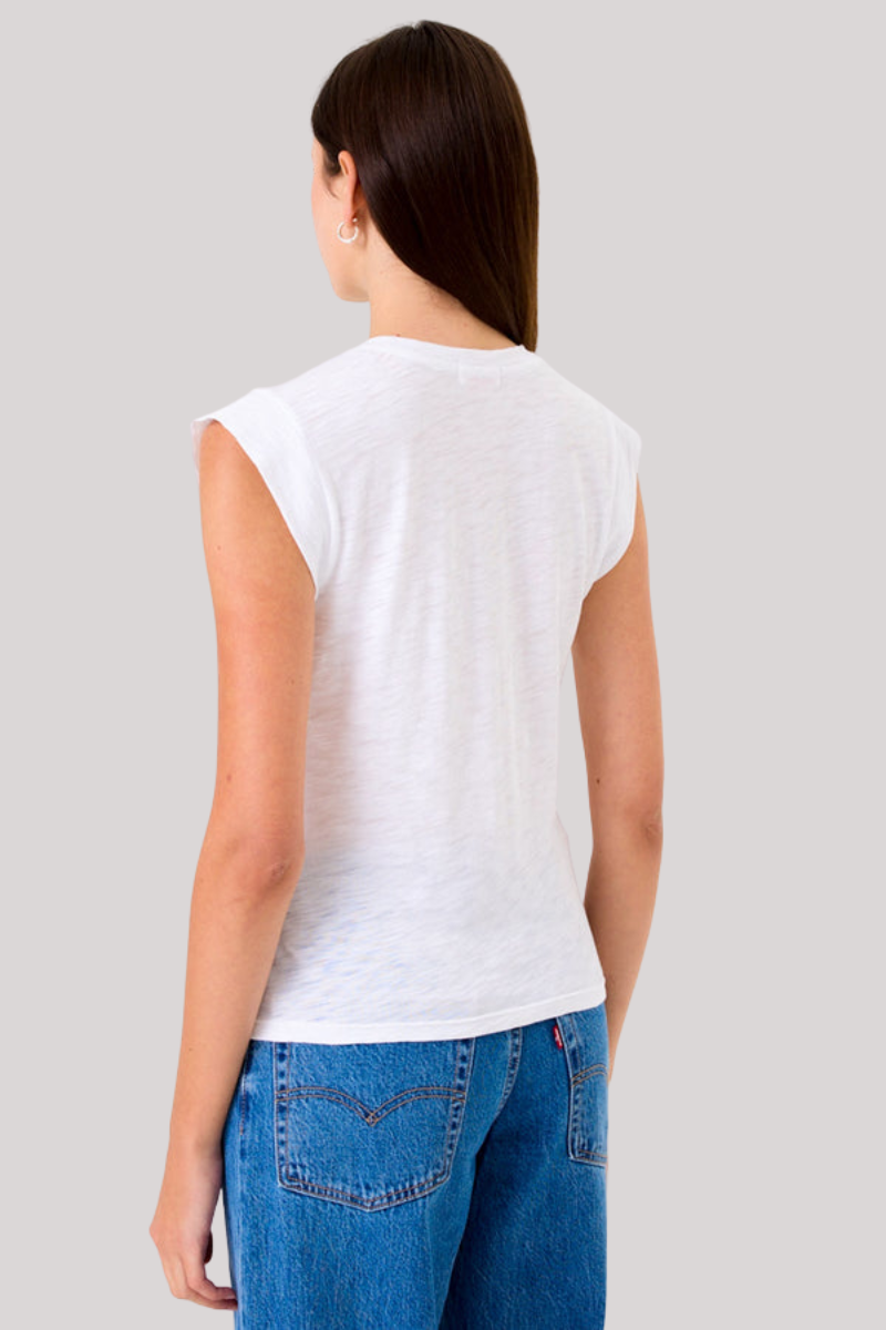 Goldie - Signature Slub Cap Sleeve Boy Tee - WHITE